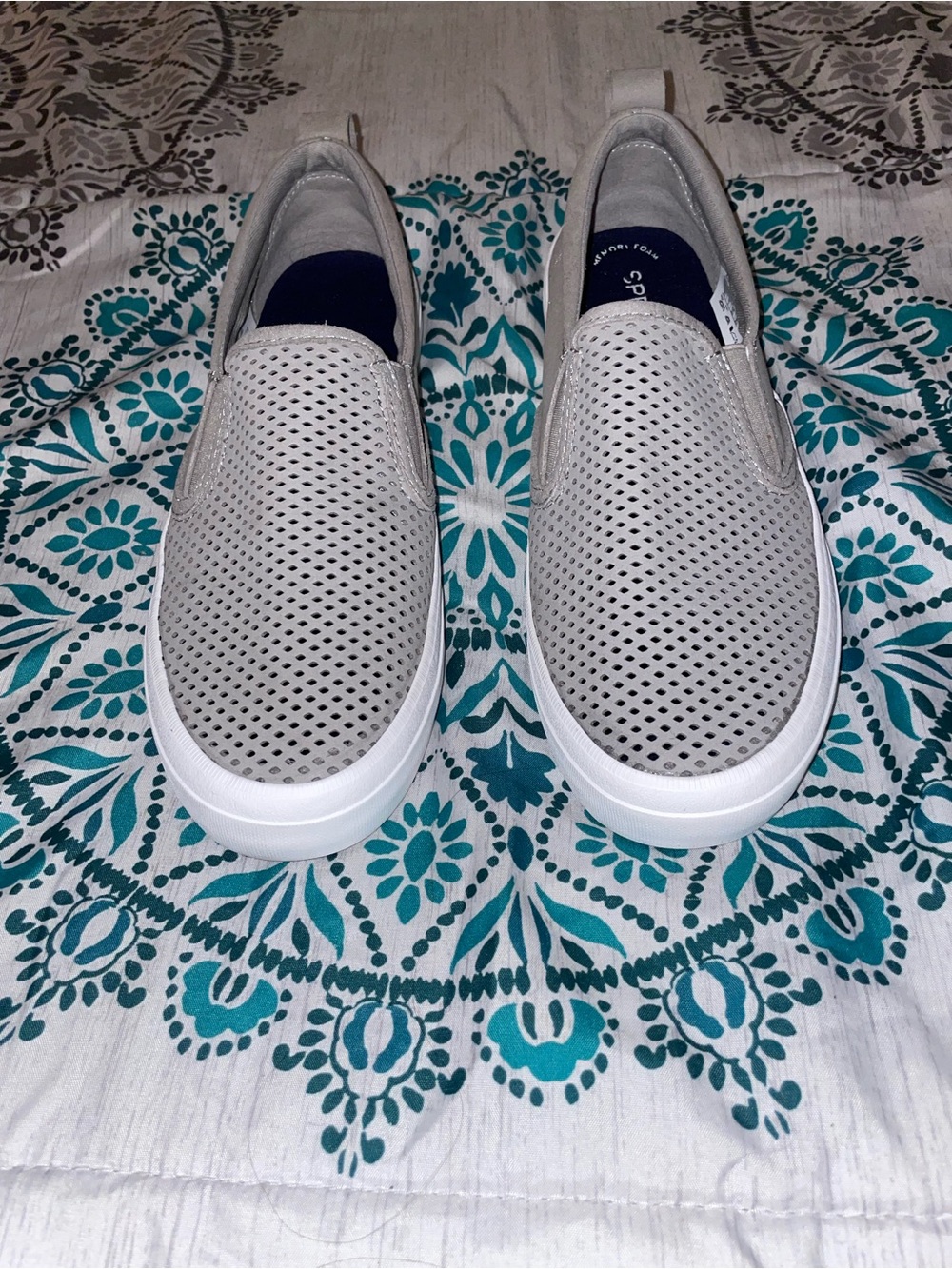 Sperry Gray Perforated Slip-On Sneakers Sz 8.5